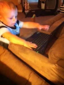 Davey honing his typing skills months ago!