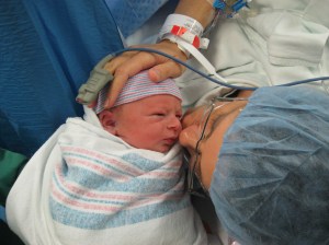 Kissing my baby for the first time.  